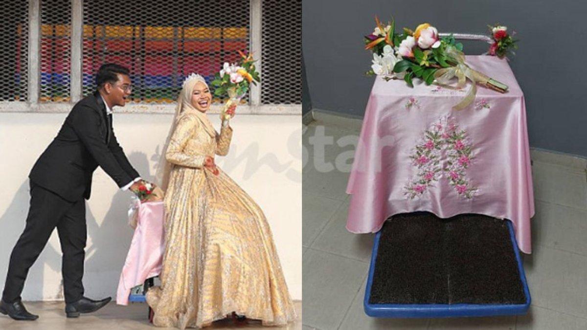 Kecelakaan jelang resepsi, pengantin wanita naik troli menuju pelaminan a