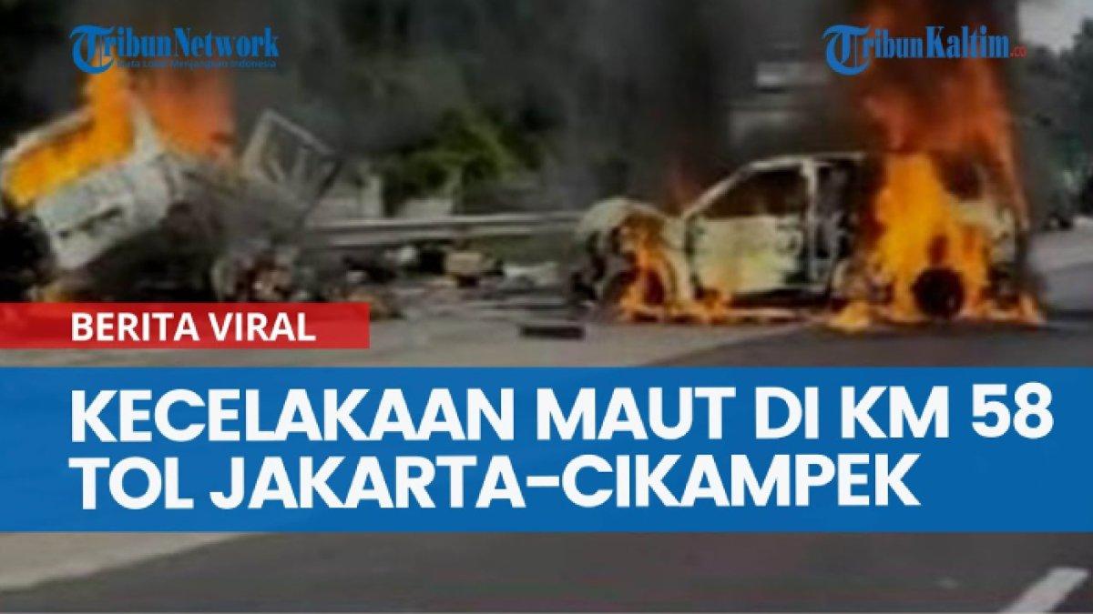 Kecelakaan maut melibatkan tiga kendaraan di ruas Jalan Tol Jakarta-Cikampek KM 58 Kabupaten Karawang, Jawa Barat pada Senin (8/4/2024).