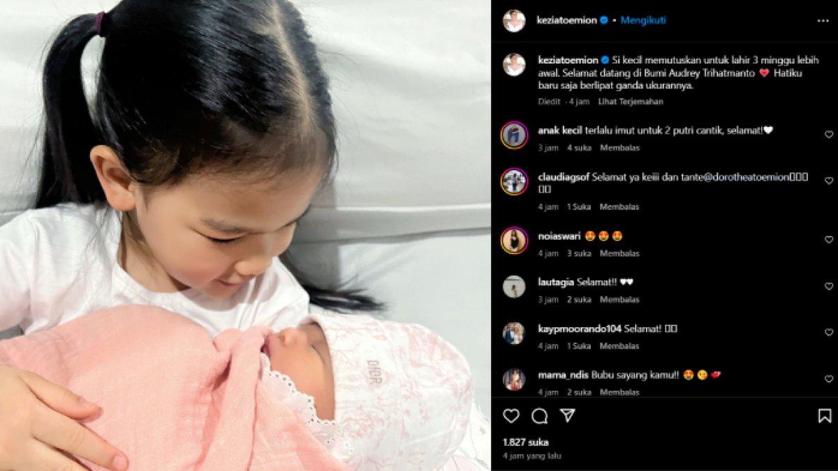 Kezia Toemion istri Aditya Trihatmanto cucu Soeharto melahirkan anak kedua.