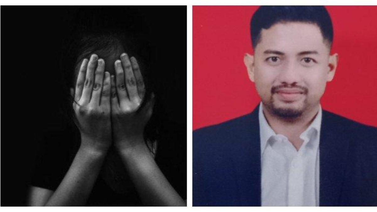 (Kiri foto) ilustrasi pemerkosaan dan (kanan foto) Wajah Caleg DPRD Perindo Dapil Gowa 1, Muhammad Yusuf Hidayat Sabir yang tersandung kasus pemerkosaan terhadap seorang gadis.