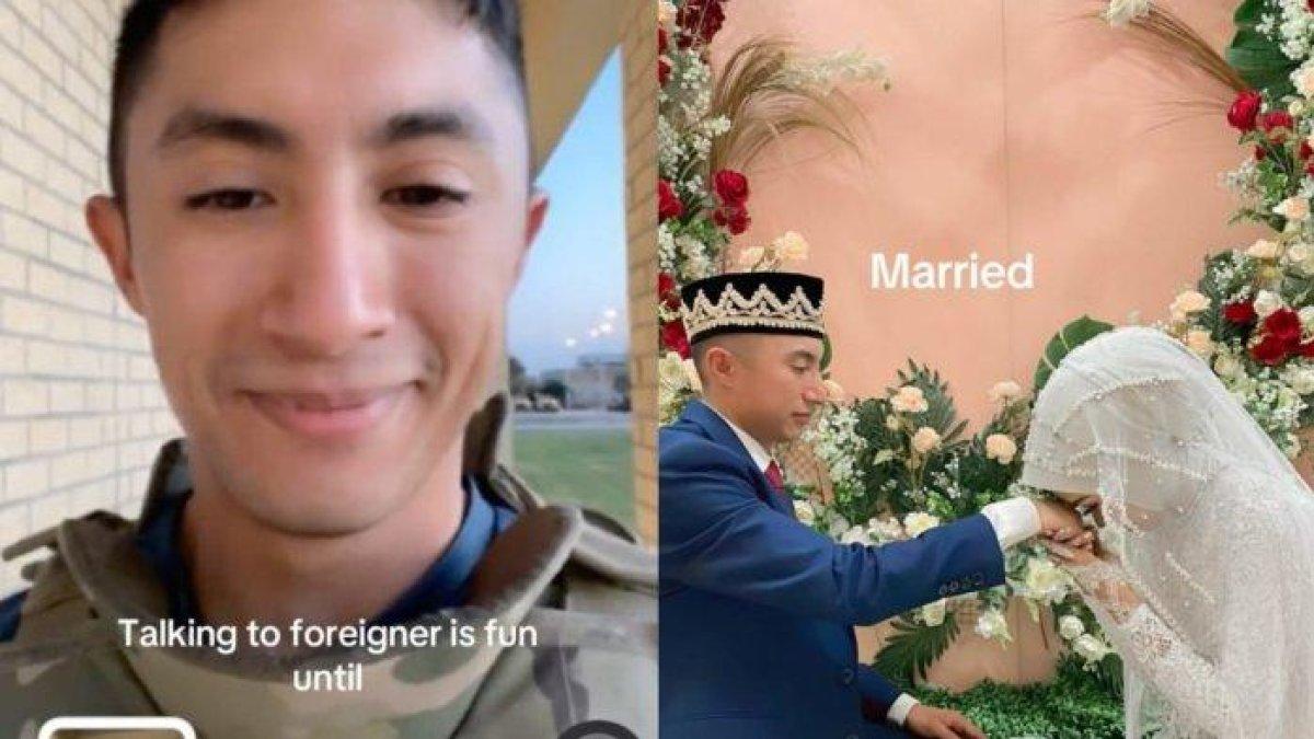 Momen pernikahan Riska dan tentara Amerika.