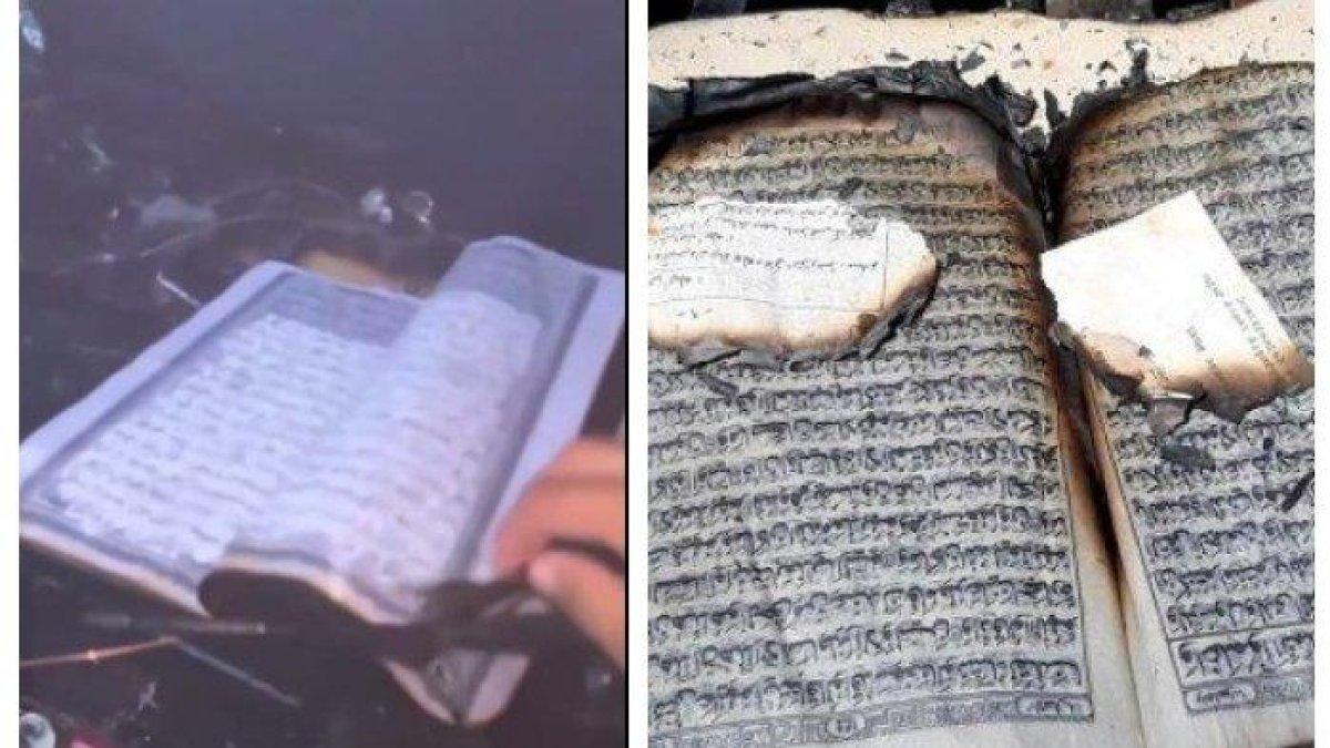 Kolase Al Quran tetap utuh saat peristiwa kebakaran terjadi dan menghanguskan benda lainnya.