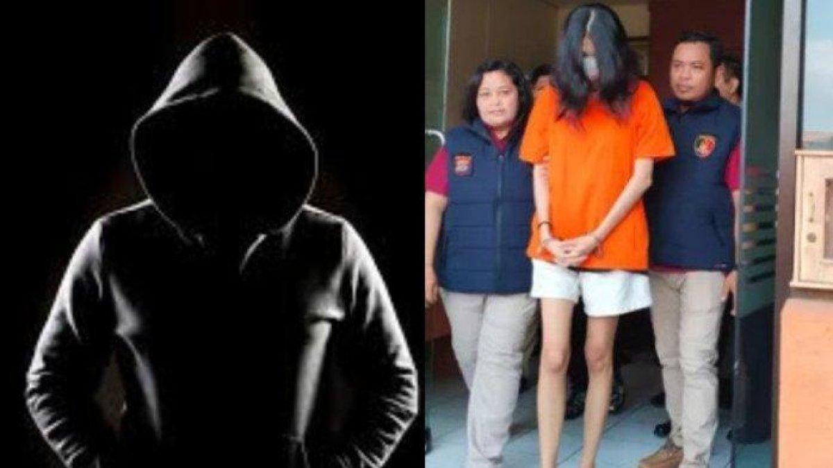 Kolase Ilustrasi Sosok Pria (kiri) dan Model ZDL Saat Ditangkap. Sosok Pria Diduga Ayah Bayi yang Dibunuh-Dibuang di Toilet Bandara Bali Oleh Model ZDL Asal Semarang