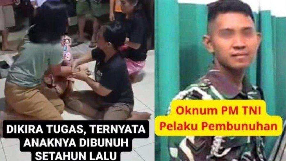Kolase Keluarga Iwan Histeris Mendapat Kabar Korban Dibunuh (Kiri) dan Pelaku Pembunuhan Serda Adan (Kanan)