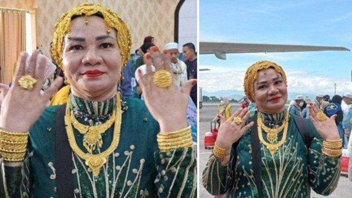 Kolase foto jemaah haji dari Makassar Suarnati Daeng Kanang