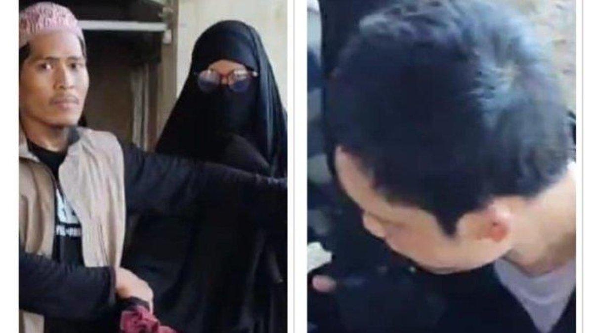 Kolase saat pria di Makassar ditangkap usai nyamar menjadi jemaah perempuan bercadar di Masjid Jannatul Firdaus, Kelurahan Batua, Kecamatan Manggala, Makassar, Minggu (24/3/2024) siang.