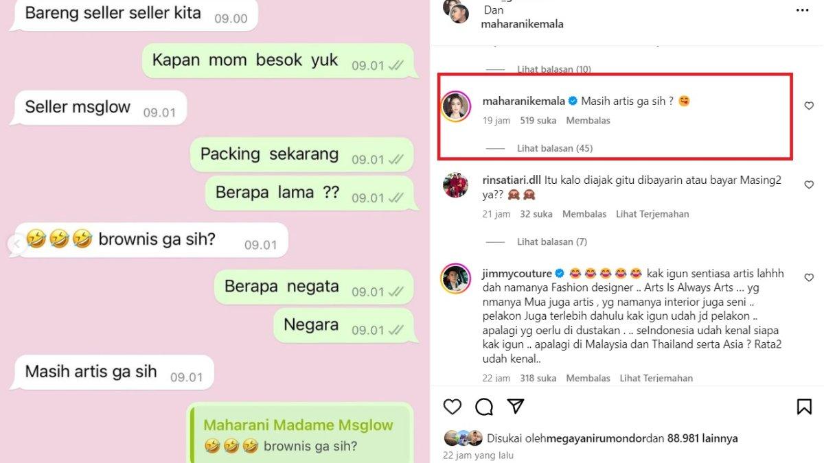 Komentar Maharani Kemala di Instagram Ivan Gunawan