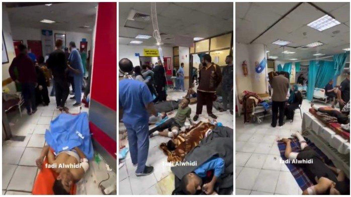 Kondisi Rumah Sakit Indonesia di Jalur Gaza utara. Pasien terluka tidak mendapatkan tempat tidur dan terpaksa dirawat di lantai. Israel dilaporkan berupaya mengepung Rumah Sakit Indonesia dengan menembaki sekitar rumah sakit tersebut pada Minggu (19/11/2023) malam.