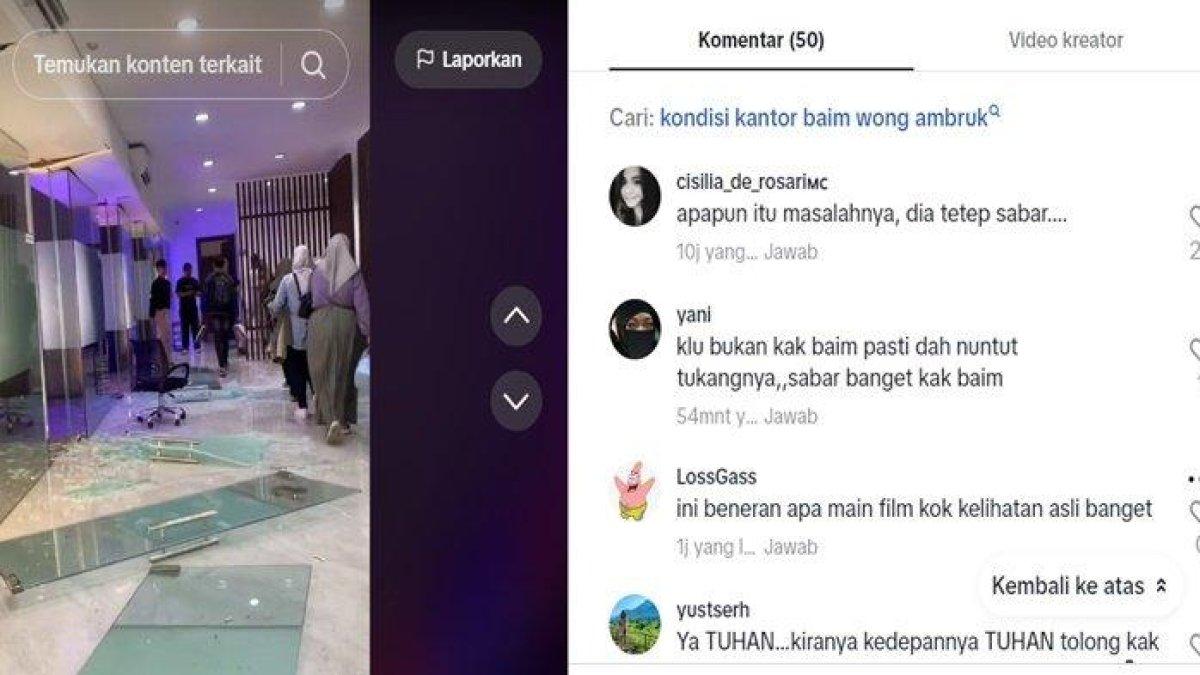 Kondisi kantor Baim Wong ambruk