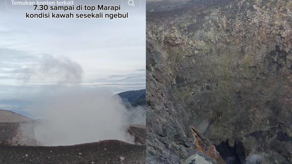 Kondisi kawah Marapi sebelum erupsi