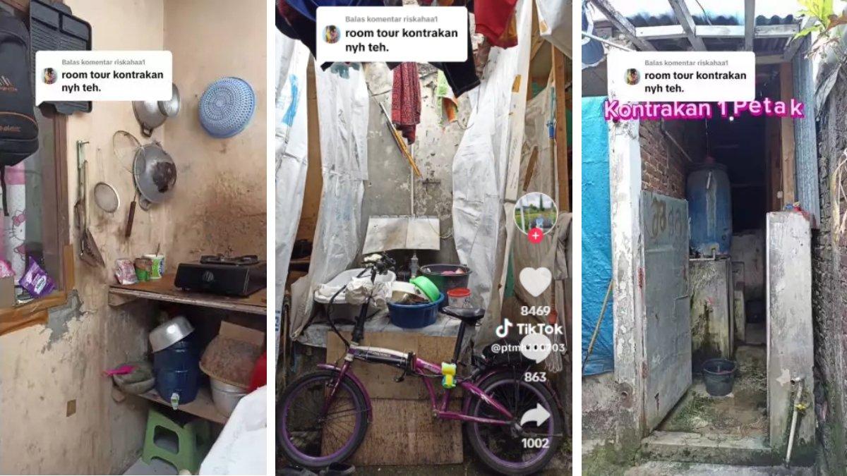 Kondisi rumah kontrakan seharga Rp 250 ribu per bulan.