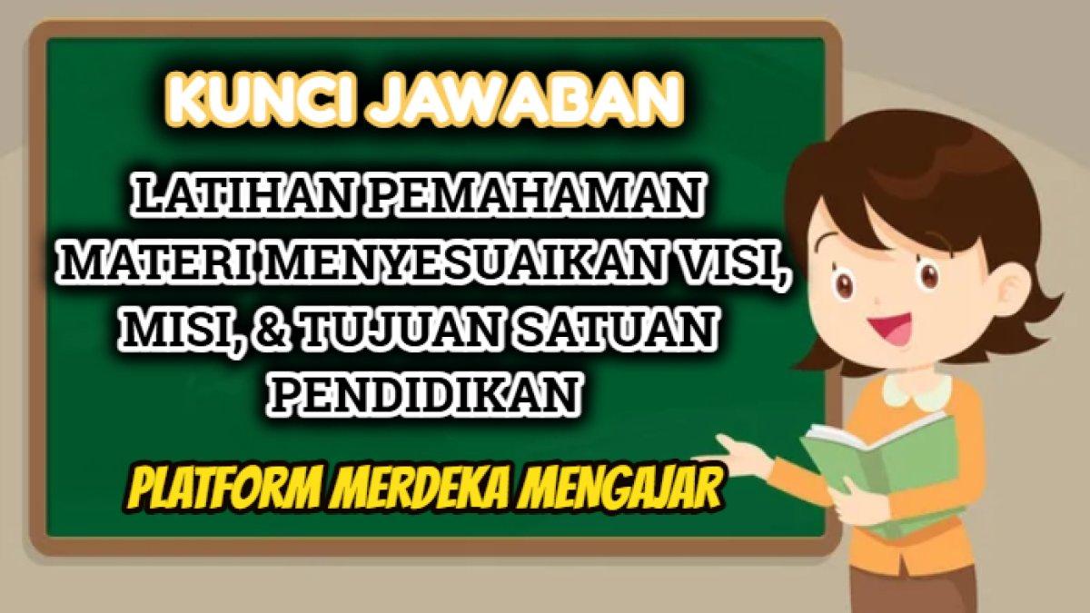 Kunci jawaban dari soal Latihan Pemahaman Materi Menyesuaikan Visi, Misi, & Tujuan Satuan Pendidikan, Modul 5 Platform Merdeka Mengajar.