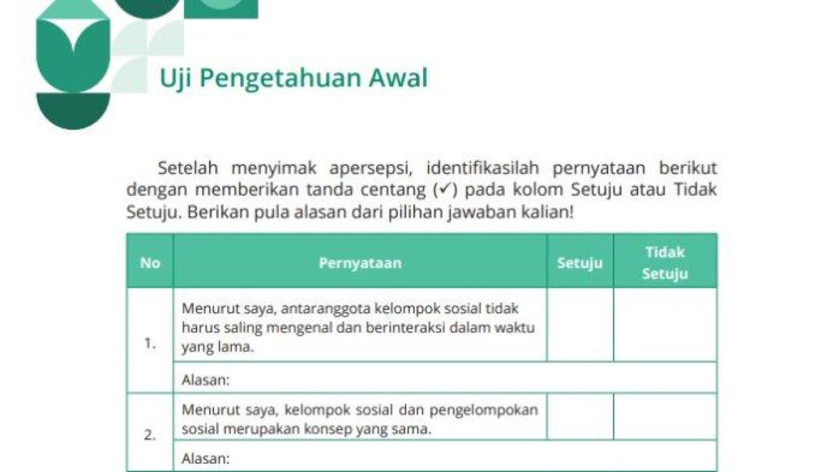 Kunci jawaban soal Sosiologi kelas 11 halaman 4 Kurikulum Merdeka Bab 1: Uji Pengetahuan Awal