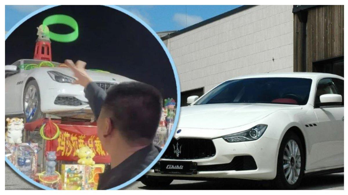LEMPAR CINCIN DAPAT MOBIL - Seorang pria di China habiskan uang Rp 4,5 juta untuk permainan cincin. Beruntung, setelah 3 jam main, ia mendapatkan hadiah utama mobil sport Maserati senilai Rp 3,8 miliar.