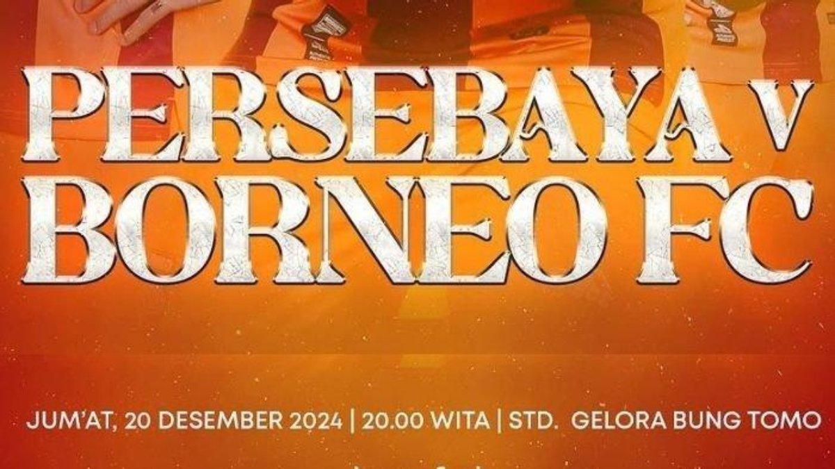 Laga Persebaya Surabaya vs Borneo FC di Stadion Gelora Bung Tomo, Surabaya, pada Jumat (20/12/2024).