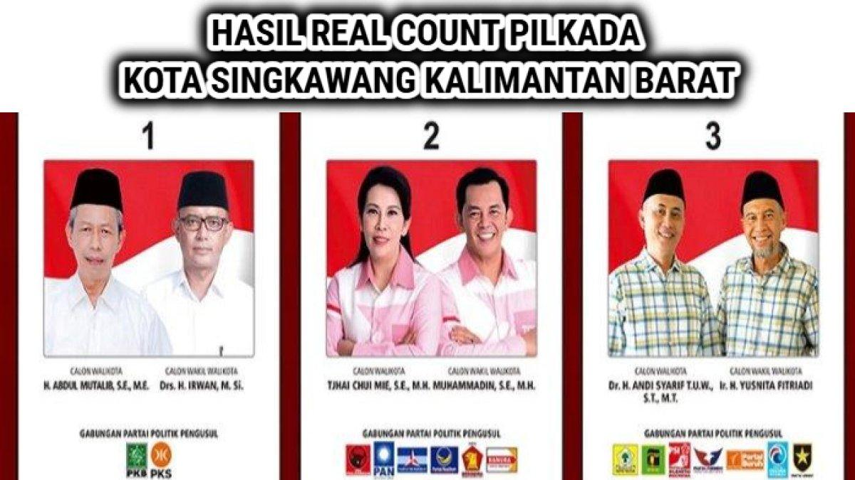 Link Real Count Pilkada Kota Singkawang, Kalimantan Barat 2024, Abdul Mutalib vs Tjhai Chui Mie vs Andi Syarif.