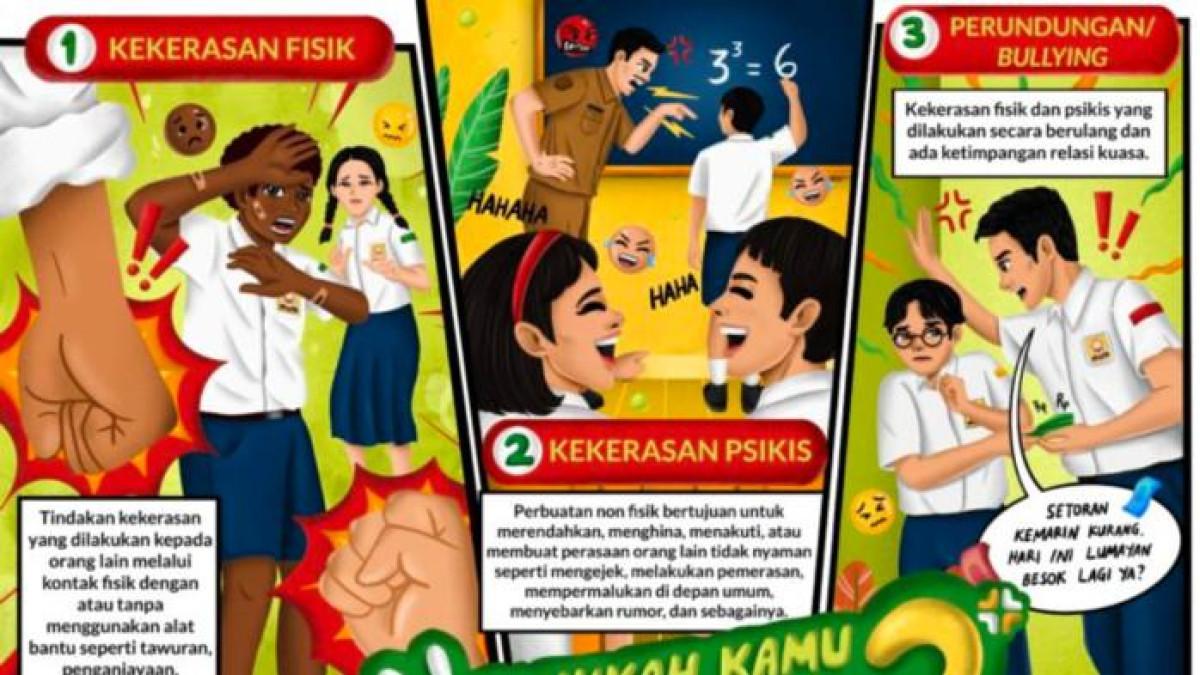 POSTER ANTI BULLYING - Contoh poster Anti Bullying dari Kemendikdasmen yang bisa didownload, Rabu (16/7/2025). Link download Poster Anti Bullying MPLS 2025 untuk cegah perundungan dan kekerasan di PAUD, SD, SMP, SMA/SMK, serta panduan cara cetak dan pasang.