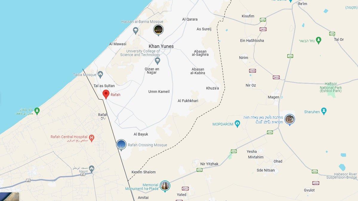Lokasi Rafah, kamp pengungsian Palestina yang diserang Israel