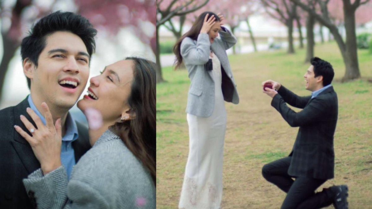 MAXIME LAMAR LUNA MAYA,- Momen Maxime Bouttier melamar Luna Maya di Tokyo, Jepang, pohon sakura yang berjejer rapi menjadi saksi kisah asmara dua artis tersebut.