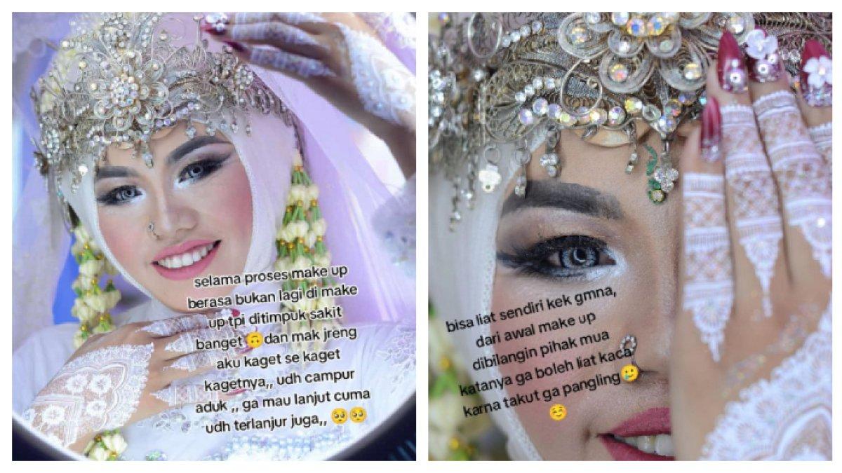 Pengantin kecewa dengan hasil riasan MUA karena tak boleh lihat cermin