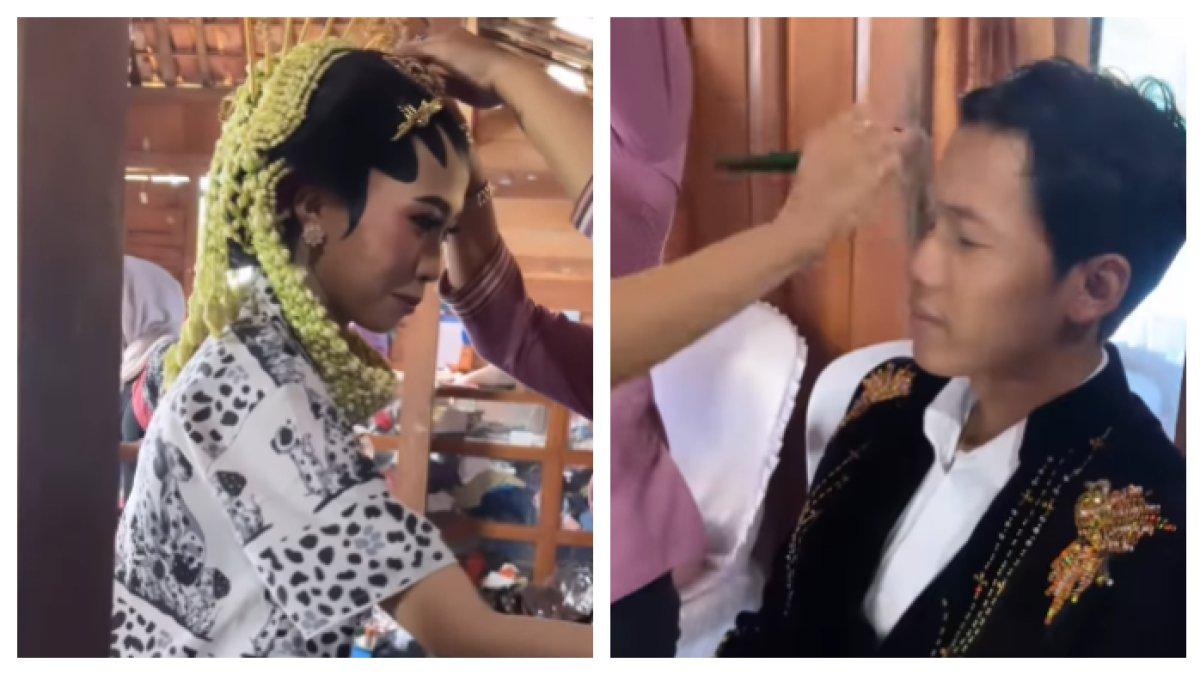 Momen pengantin wanita rias sendiri cowoknya, ternyata MUA