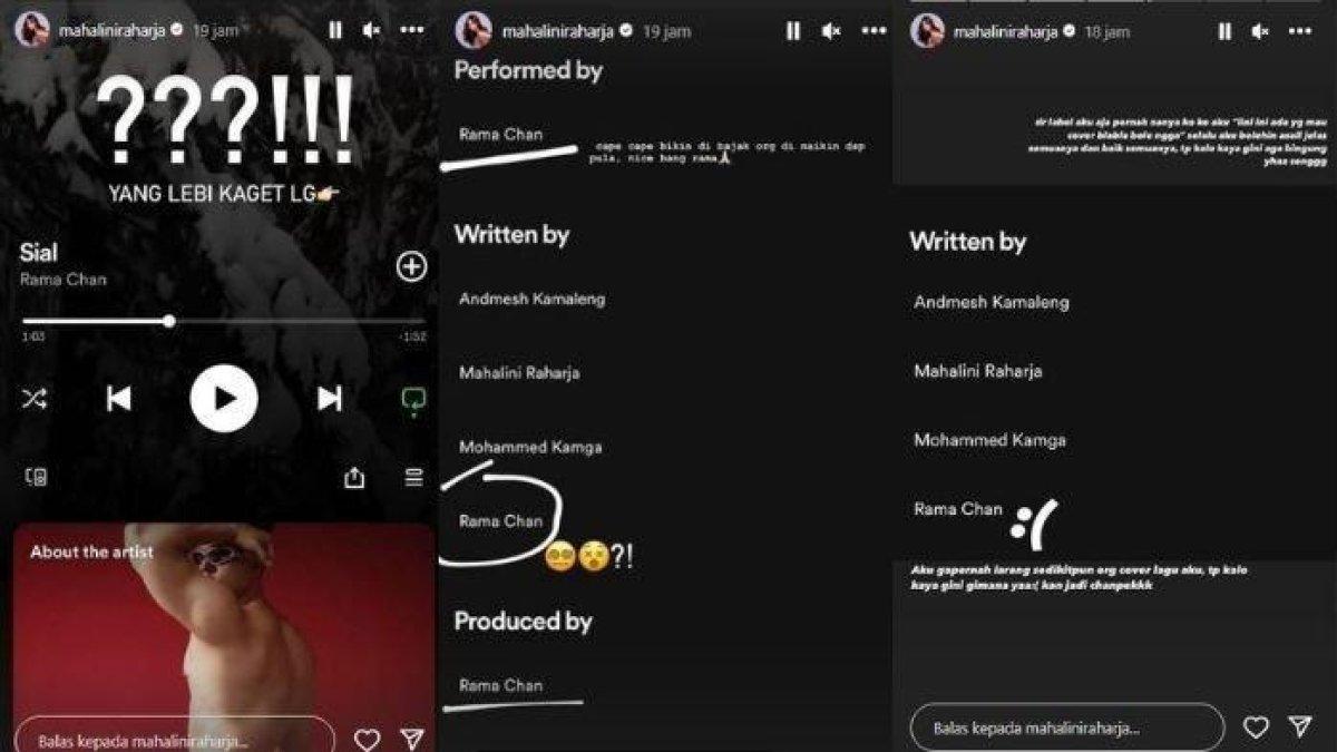 Mahalini kebingungan melihat kredit Lagu 'Sial' diklaim Rama Chan di Spotify.