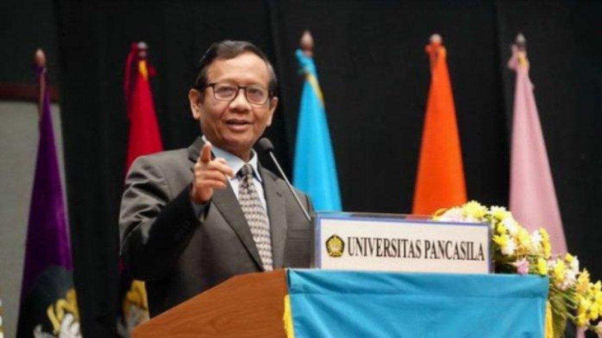 Mahfud Md di acara Dies Natalis ke 59 Universitas Pancasila, Kamis (9/11/2023), ia membahas soal penegakkan hukum di Indonesia