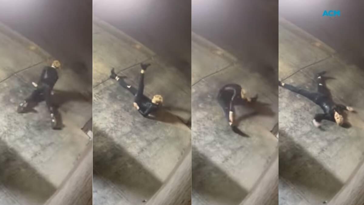 Maling terekam CCTV pemanasan sebelum melakukan perampokan di toko roti.