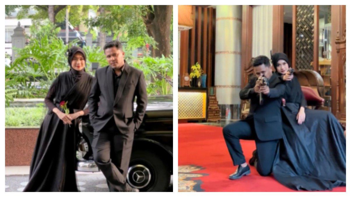 Mamat dan Nafha lakukan prewedding dengan konsep mafia.
