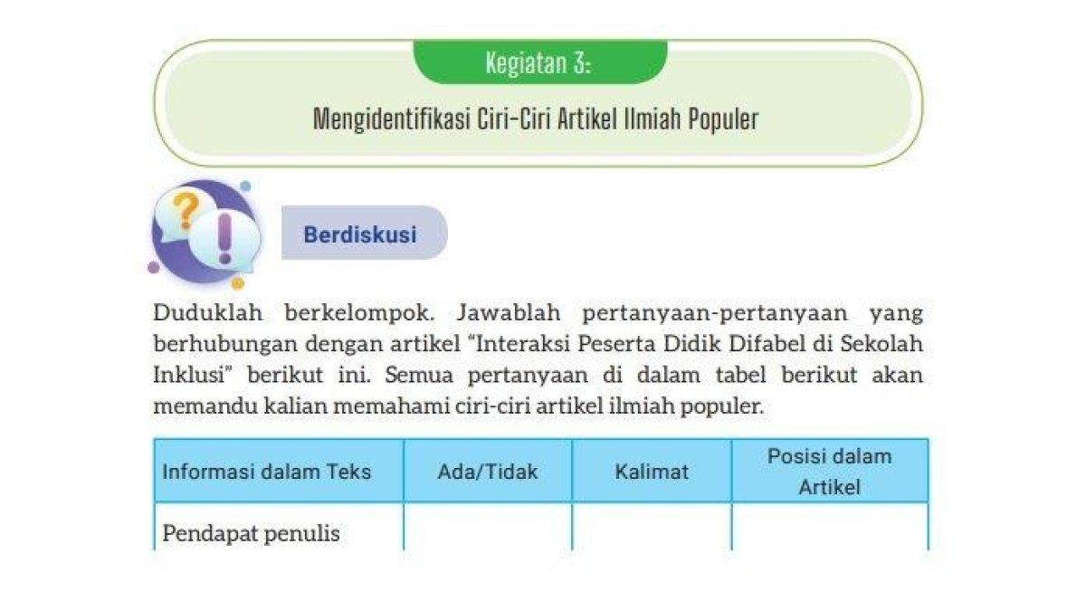 Mari simak kunci jawaban soal Bahasa Indonesia kelas 8 SMP, Mengidentifikasi Ciri-Ciri Artikel Ilmiah Populer