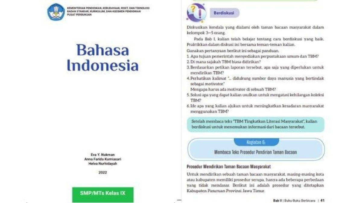 Mari simak kunci jawaban soal Bahasa Indonesia kelas 9 halaman 41 dan 44 Bab II tentang Buku-Buku Berbicara