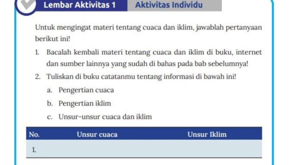 Mari simak kunci jawaban soal IPS Kelas 8 SMP, Tuliskan perbedaan antara cuaca dan iklim berdasarkan pemahaman sendiri