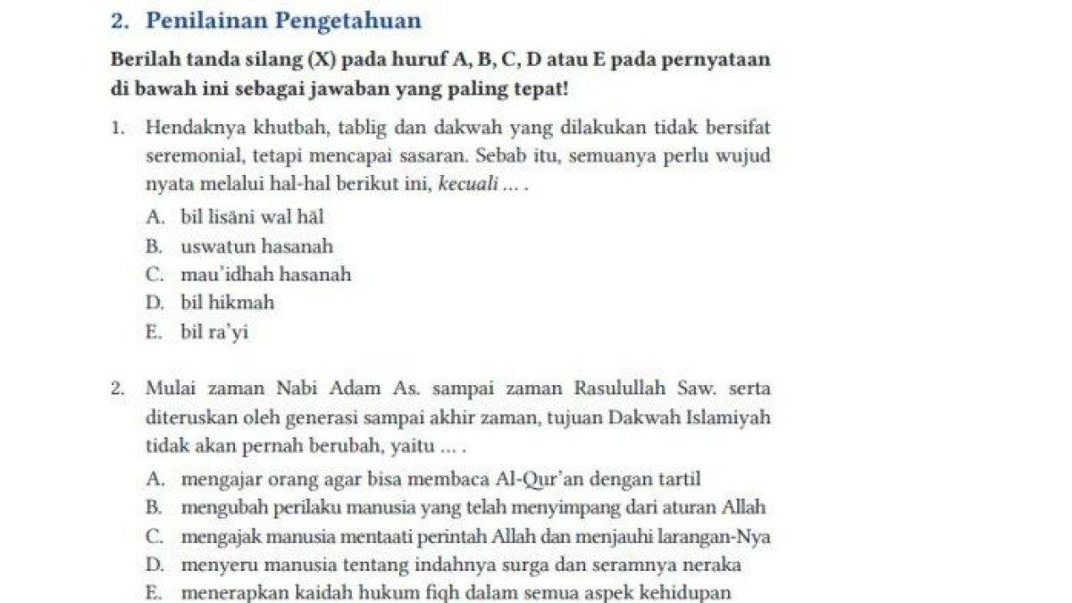 Mari simak kunci jawaban soal PAI Kelas 11 SMA, Salah satu yang bukan syarat menjadi dai adalah