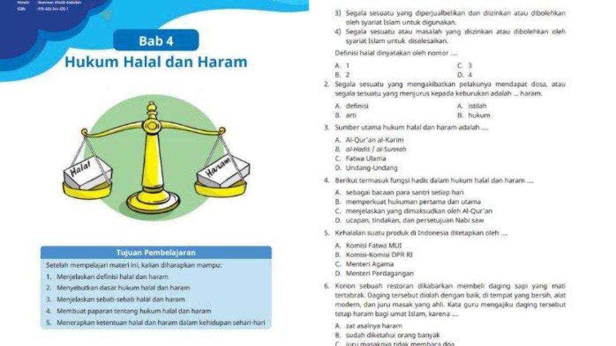 Mari simak kunci jawaban soal PAI Kelas 6 SD, Berikut termasuk fungsi hadis dalam hukum halal dan haram