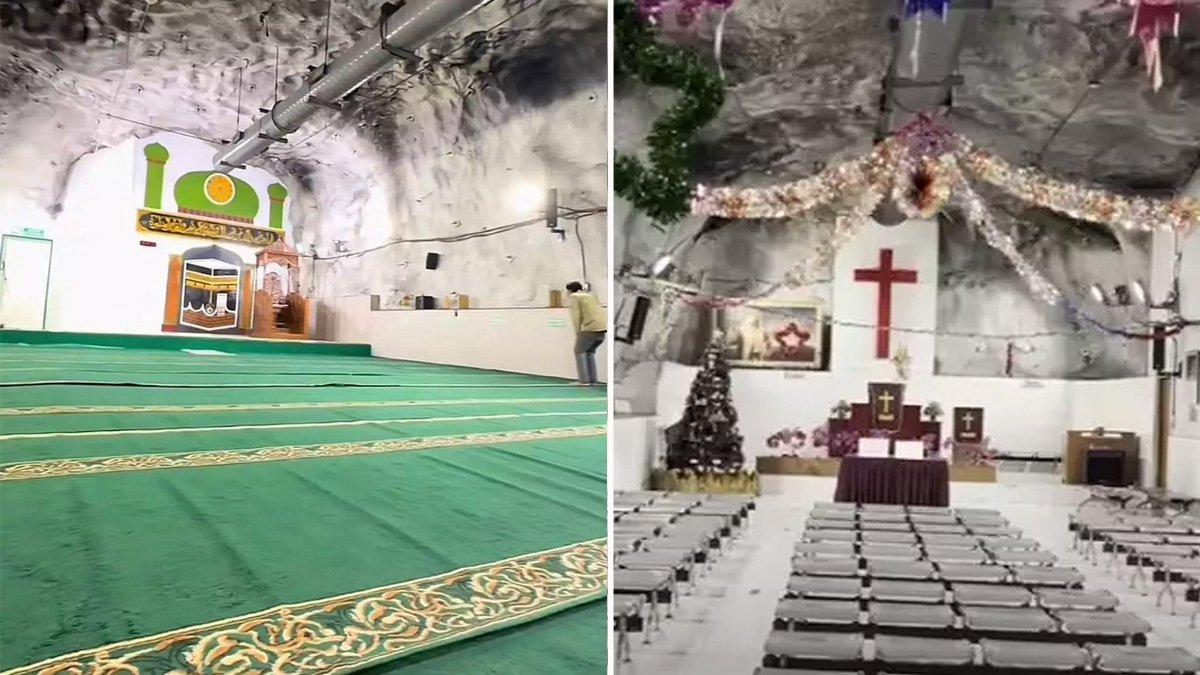 Masjid Baabul Munawwar bersebelahan dengan gereja.
