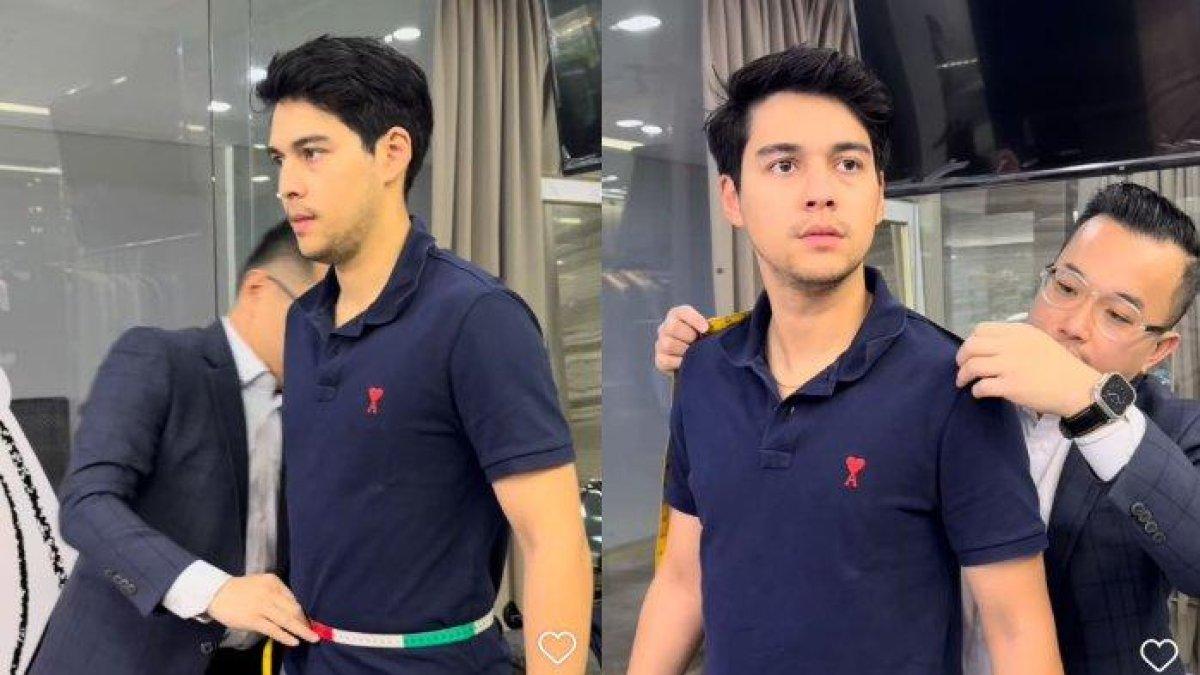 Maxime Bouttier terciduk sedang fitting baju.