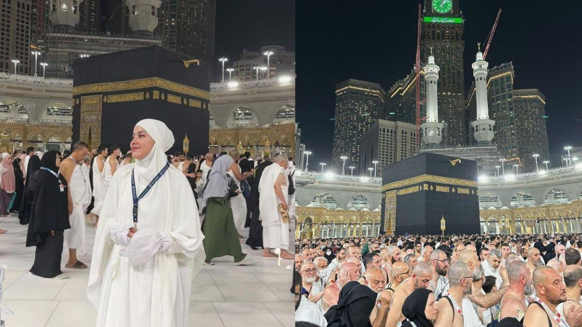 Medina Dina berfoto di depan Kabah
