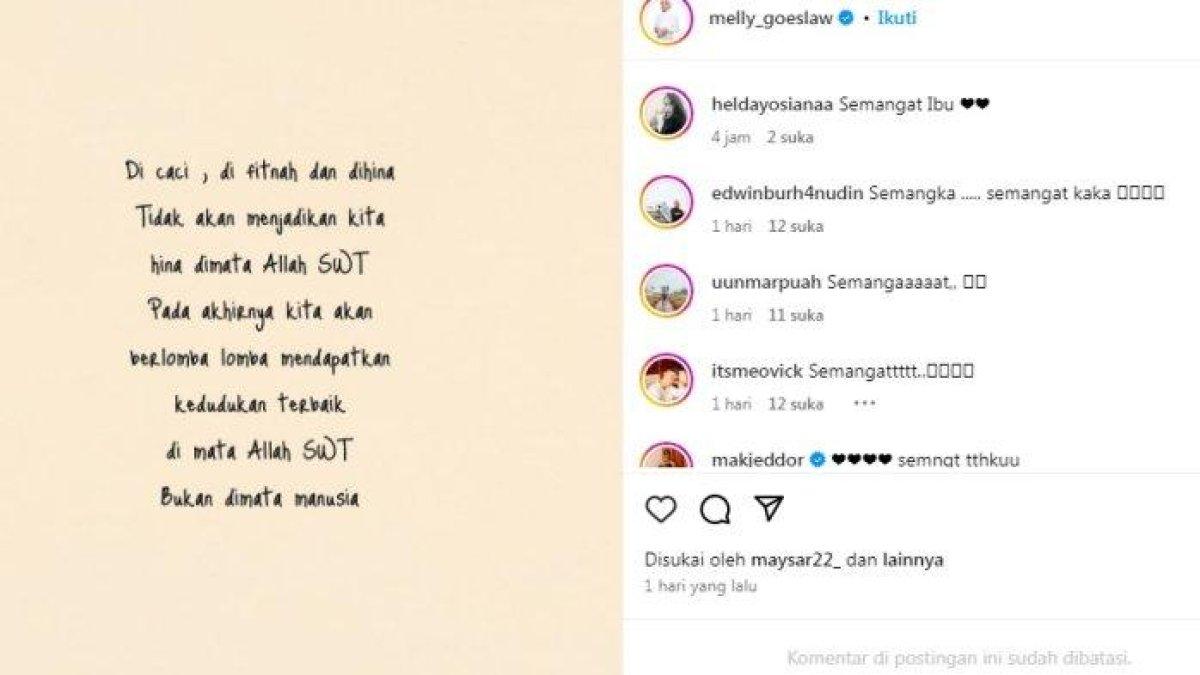 Melly Goeslaw buat unggahan soal fitnah