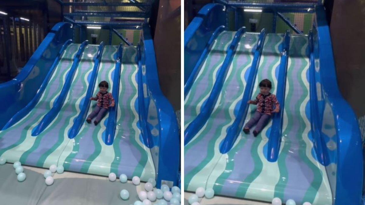 Menemani Ameena bermain di playground