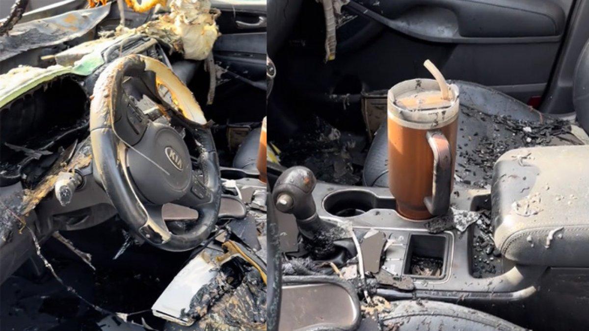Mobil terbakar, tumblr wanita ini masih utuh
