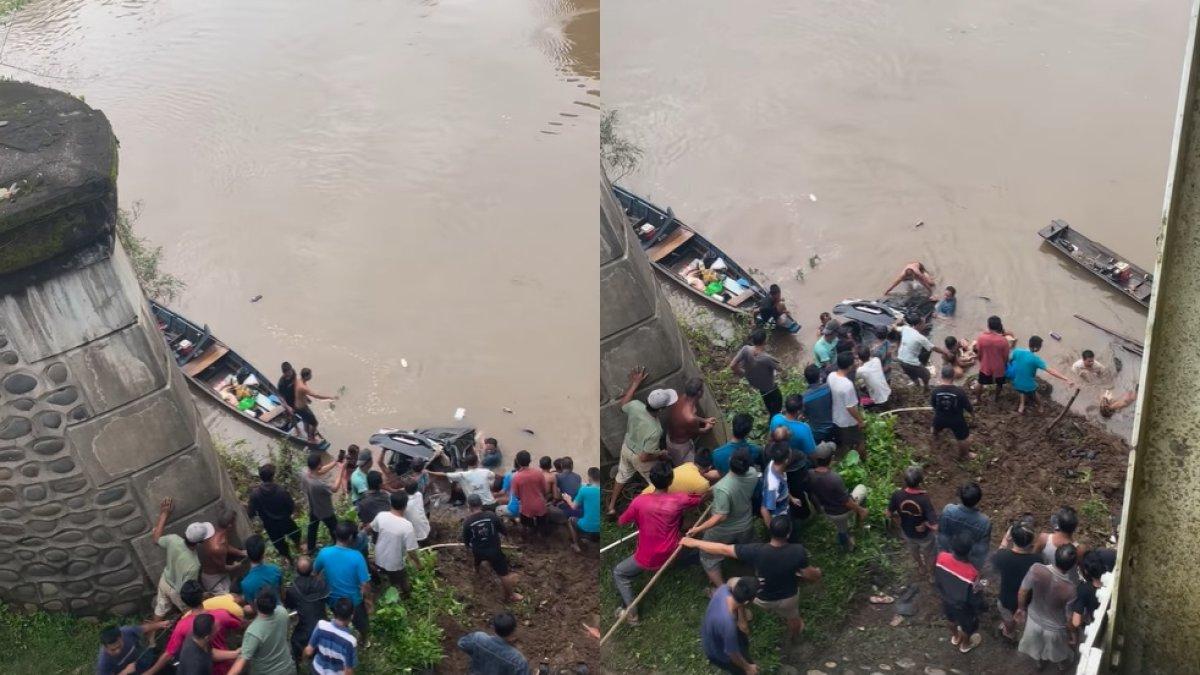 Mobil yang dinaiki Elsa dan Atmam jatuh ke sungai