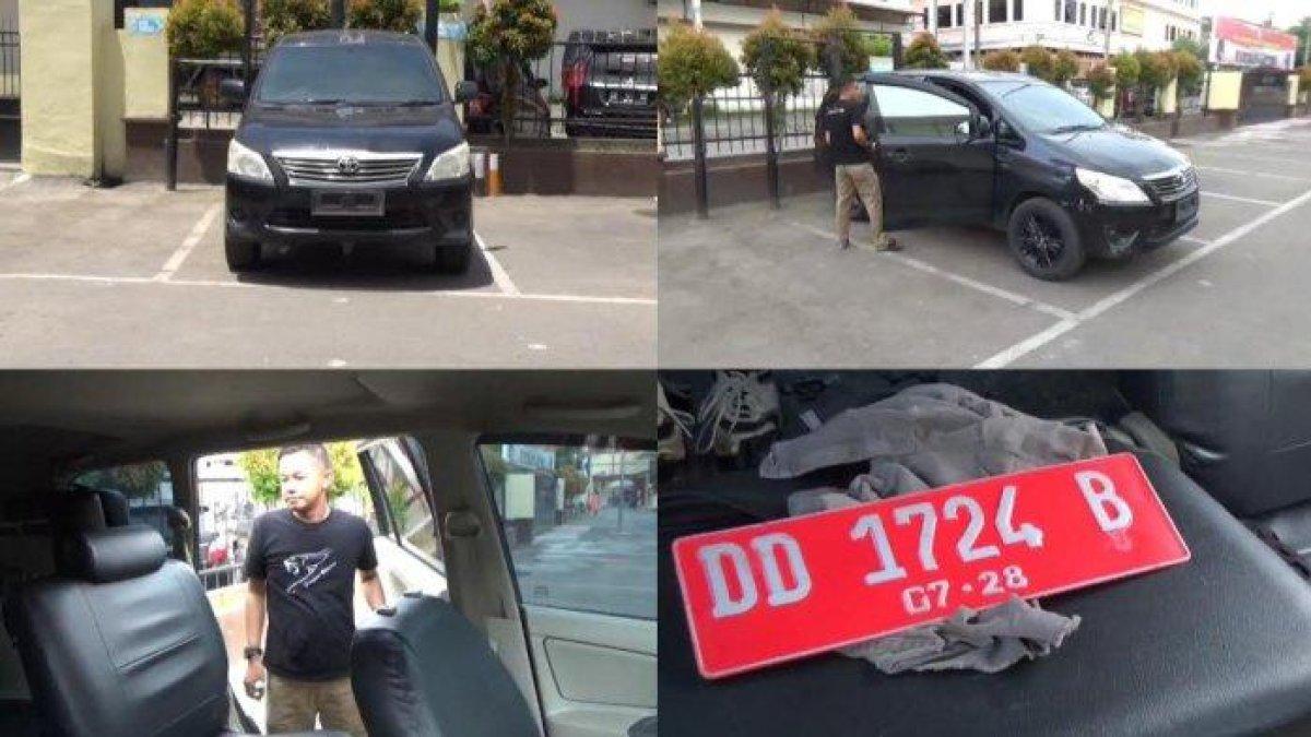 Mobil yang dipakai pelaku rudapaksa di Kecamatan Somba Opu, Kabupaten Gowa, Sulawesi Selatan, Sabtu (2/3/2024). Dua di antara tiga pelaku merupakan anak pejabat.