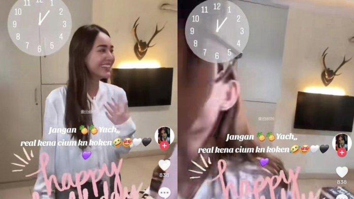 Momen Amanda Manopo salah tingkah cium Kenny Austin saat dapat kejutan ulang tahun di lokasi syuting