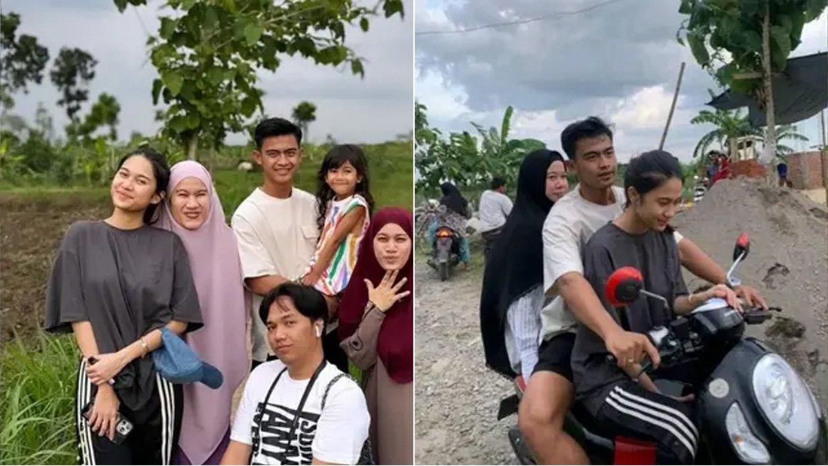 Momen Azizah Salsha main ke sawah saat di Blora bersama Pratama Arhan.