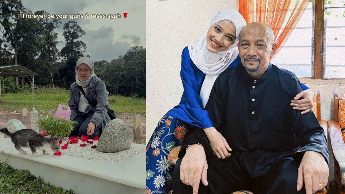 Momen Diyana mengunjungi makam ayahnya