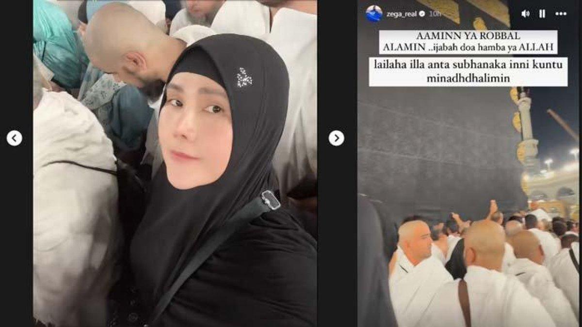 Momen Isa Zega berdoa depan kabah saat umroh