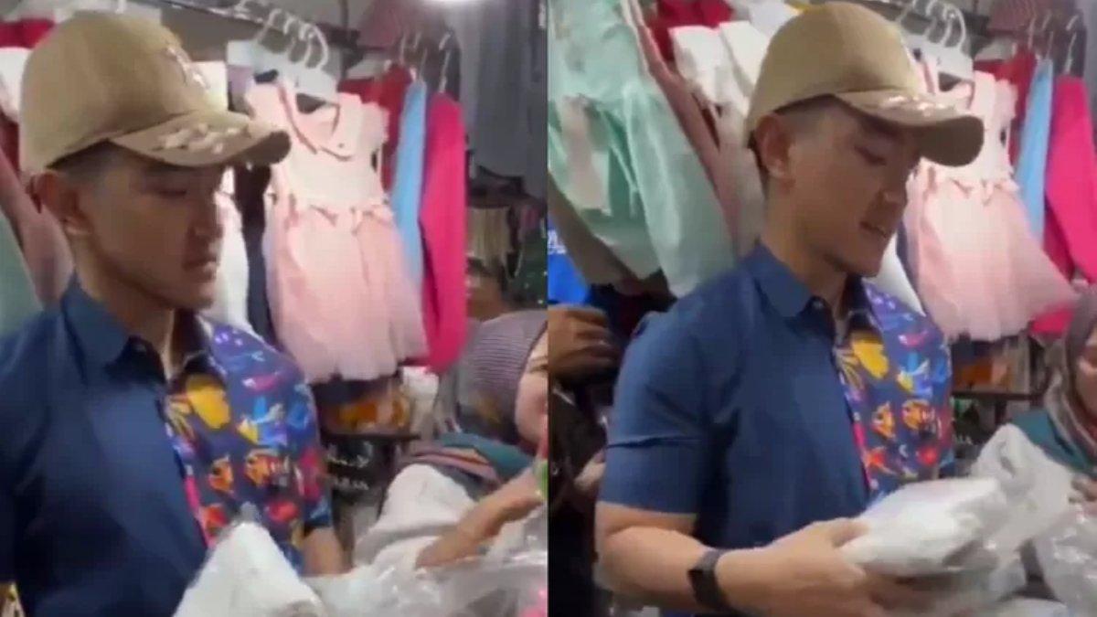 Momen Kaesang Pangarep beli baju bayi di Pasar Panorama Lembang, Bandung Barat.