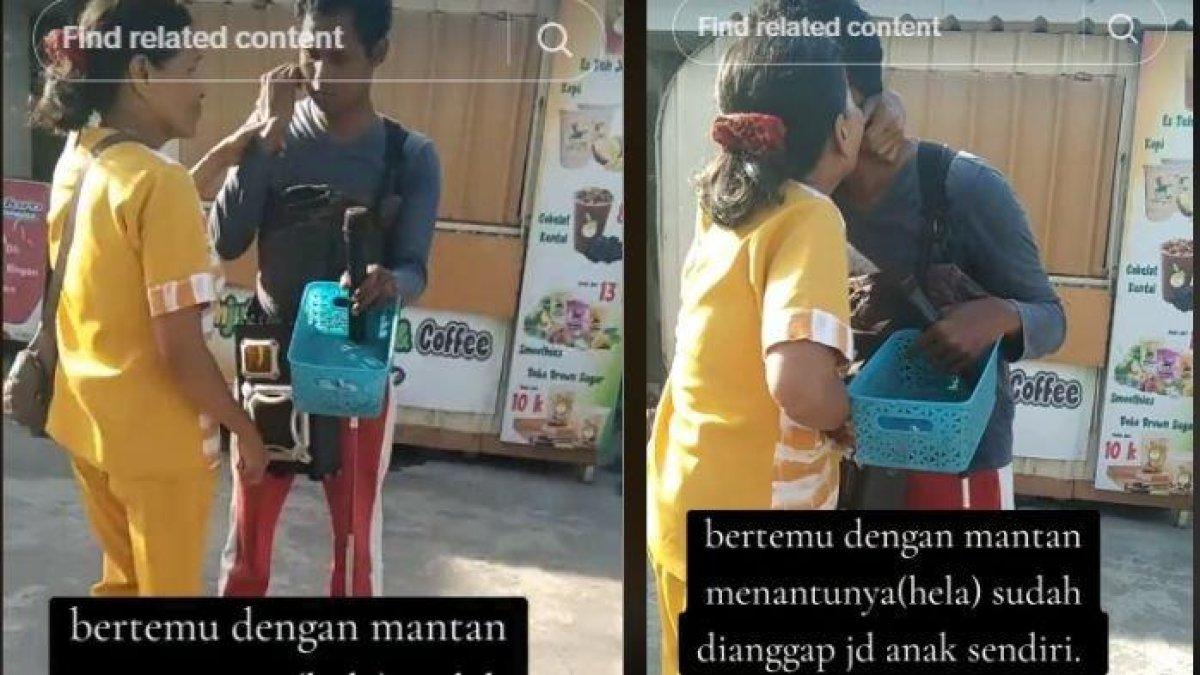 Momen haru seorang ibu mertua bertemu dengan mantan menantu yang sedang mengamen