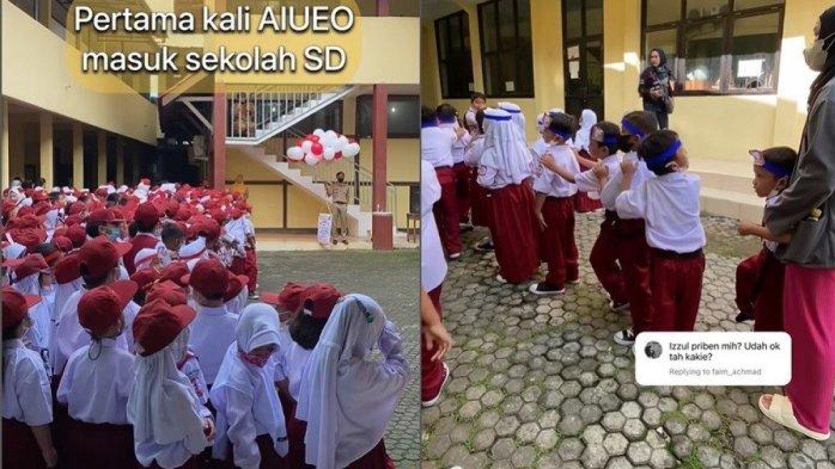 Momen kembar AIUEO saat berada di sekolah
