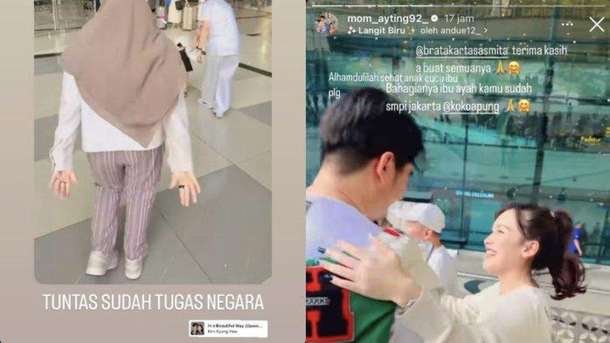 Momen kepulangan pedangdut Ayu Ting Ting dari Amerika Serikat